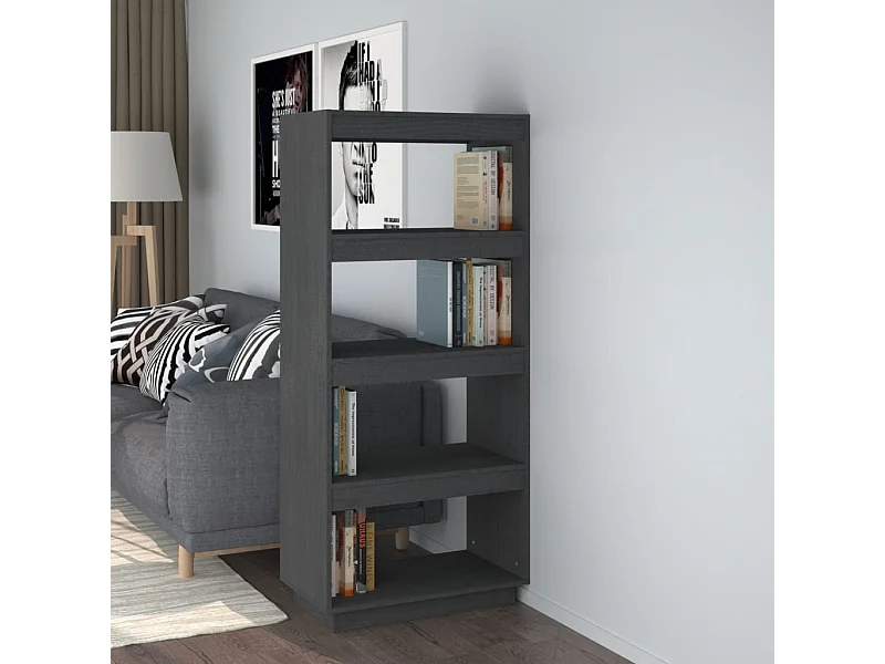 Bibliothèque | Etagère de rangement | Meuble de rangement Gris 60x35x135 cm Pin massif