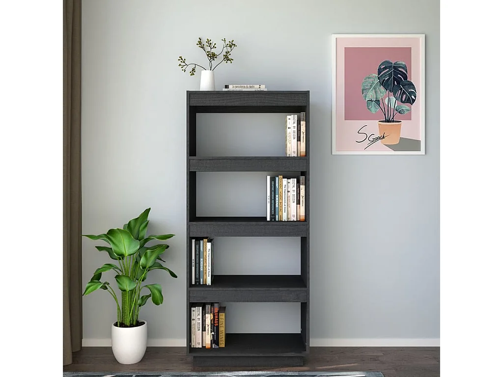 Bibliothèque | Etagère de rangement | Meuble de rangement Gris 60x35x135 cm Pin massif