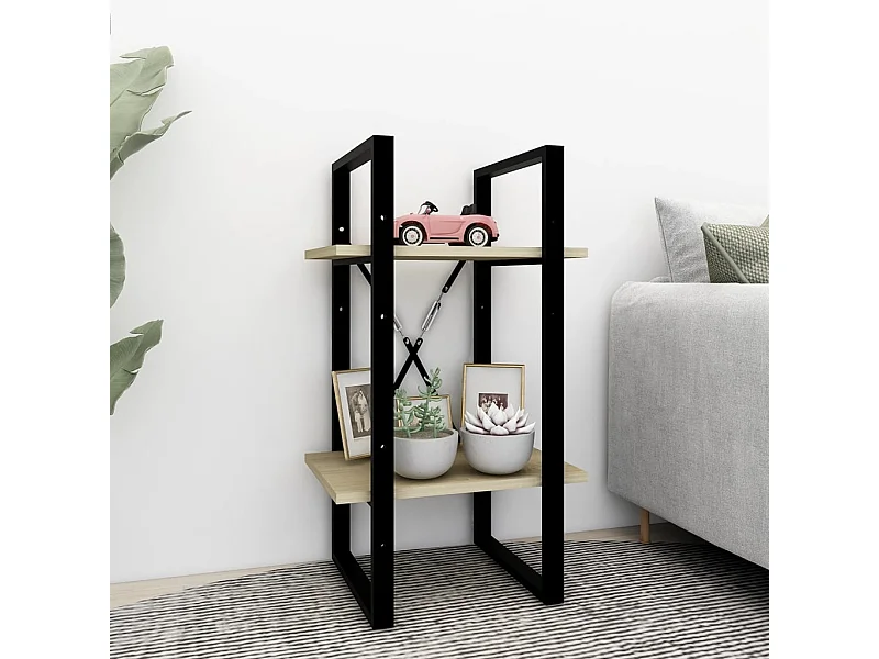 Bibliothèque | Etagère de rangement | Meuble de rangement à 2 niveaux chêne sonoma bois d'ingénierie