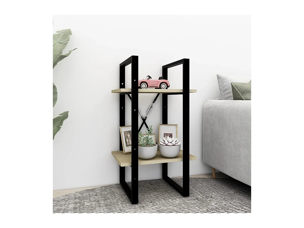 Bibliothèque | Etagère de rangement | Meuble de rangement à 2 niveaux chêne sonoma bois d'ingénierie