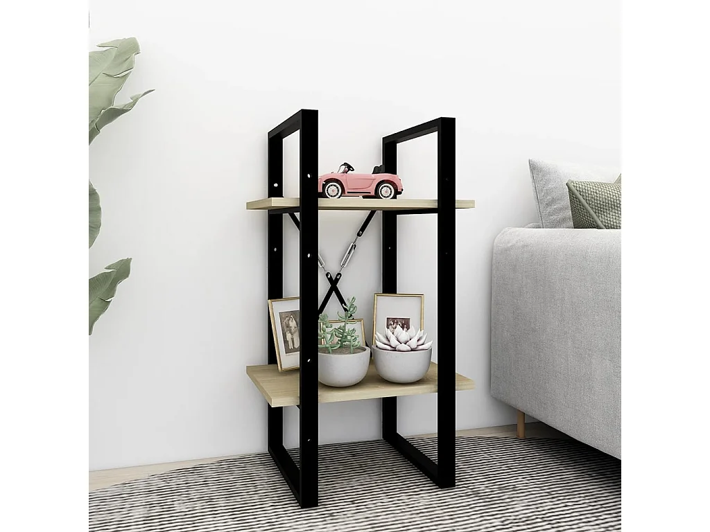 Bibliothèque | Etagère de rangement | Meuble de rangement à 2 niveaux chêne sonoma bois d'ingénierie