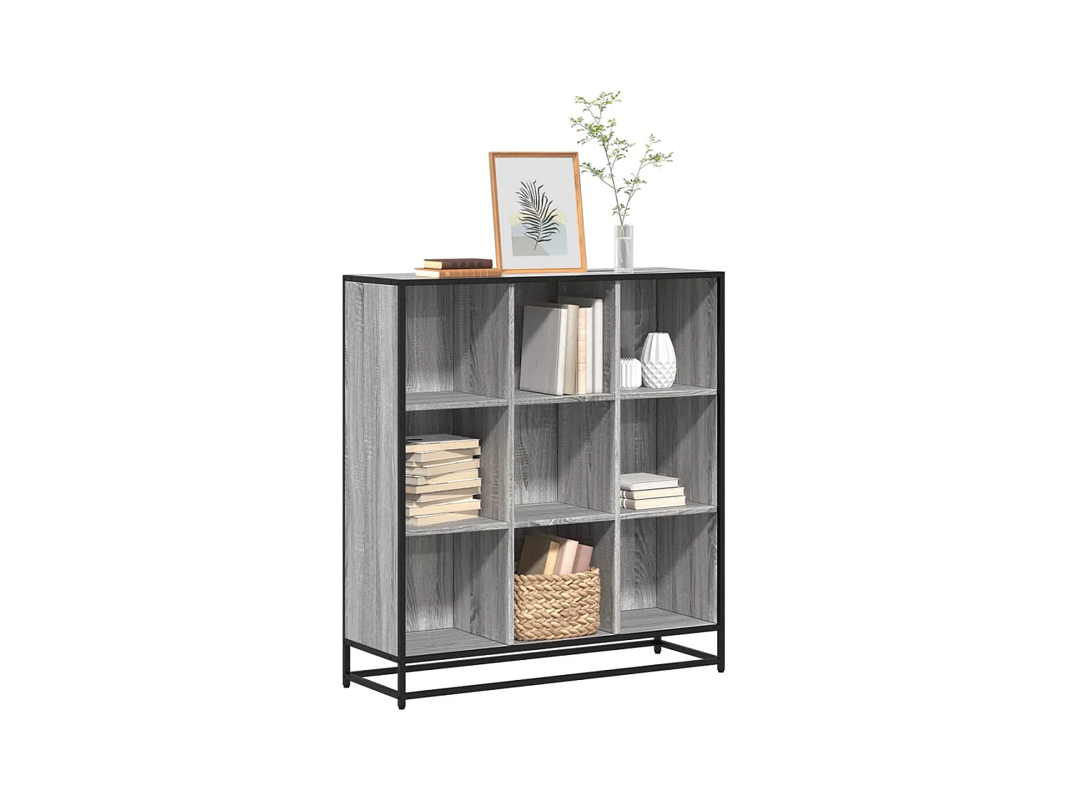 Bibliothèque | Etagère de rangement | Meuble de rangement sonoma gris 97,5x33x107,5 cm bois ingénierie métal