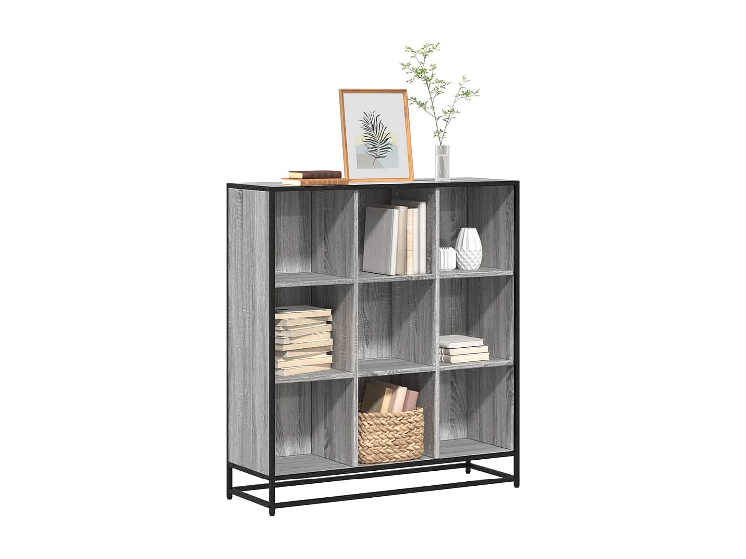 Libreria | Scaffale | Mobile di stoccaggio Grigio Sonoma 97,5x33x107,5 cm Multistrato e Metallo
