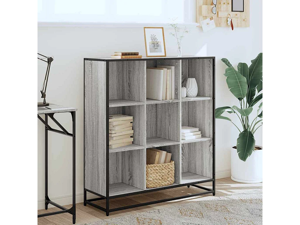 Libreria | Scaffale | Mobile di stoccaggio Grigio Sonoma 97,5x33x107,5 cm Multistrato e Metallo