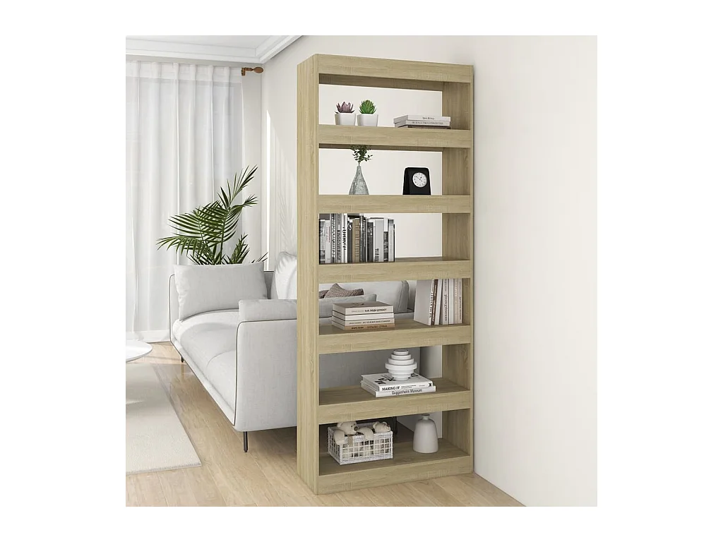 Libreria | Scaffale | Mobile di stoccaggio Divisorio Rovere Sonoma 80x30x198 cm in Truciolato