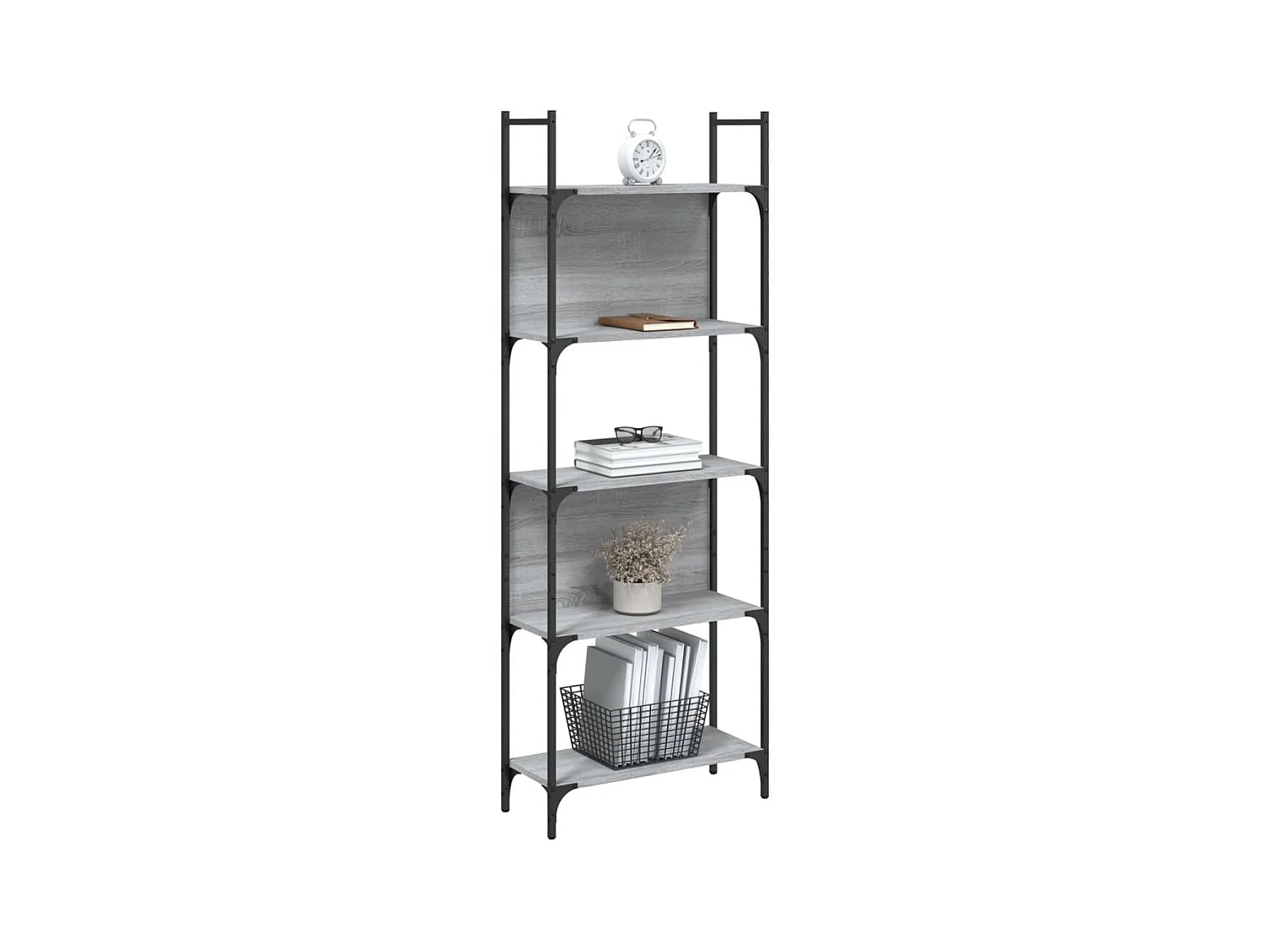 Bibliothèque | Etagère de rangement | Meuble de rangement à 5 niveaux sonoma gris 60,5x24x166,5 cm