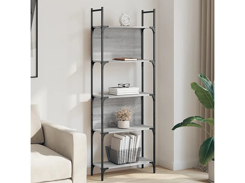 Libreria | Scaffale | Mobile di stoccaggio 5Ripiani Grigio Sonoma 60,5x24x166,5 Legno Multistrato