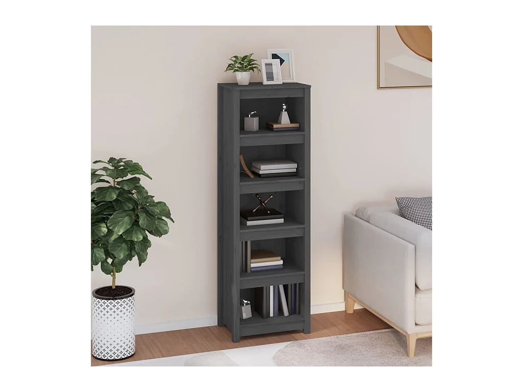 Bibliothèque | Etagère de rangement | Meuble de rangement Gris 50x35x154 cm Bois de pin massif