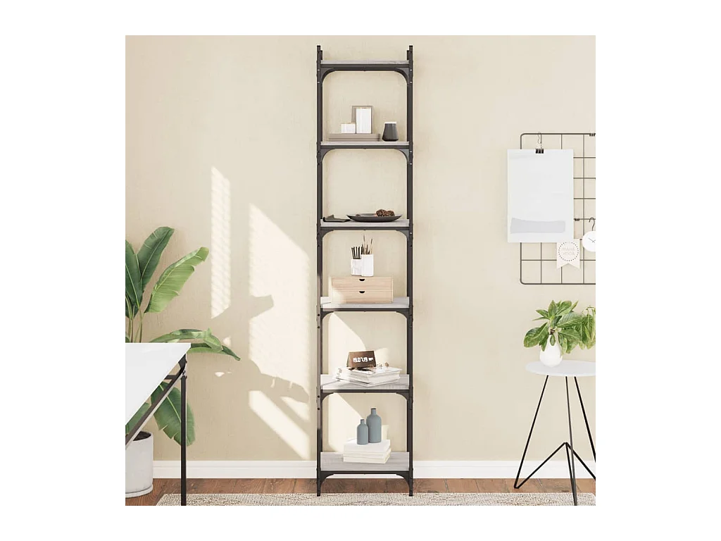 Libreria | Scaffale | Mobile di stoccaggio 6 Ripiani Grigio Sonoma 40x30x188cm Legno Multistrato