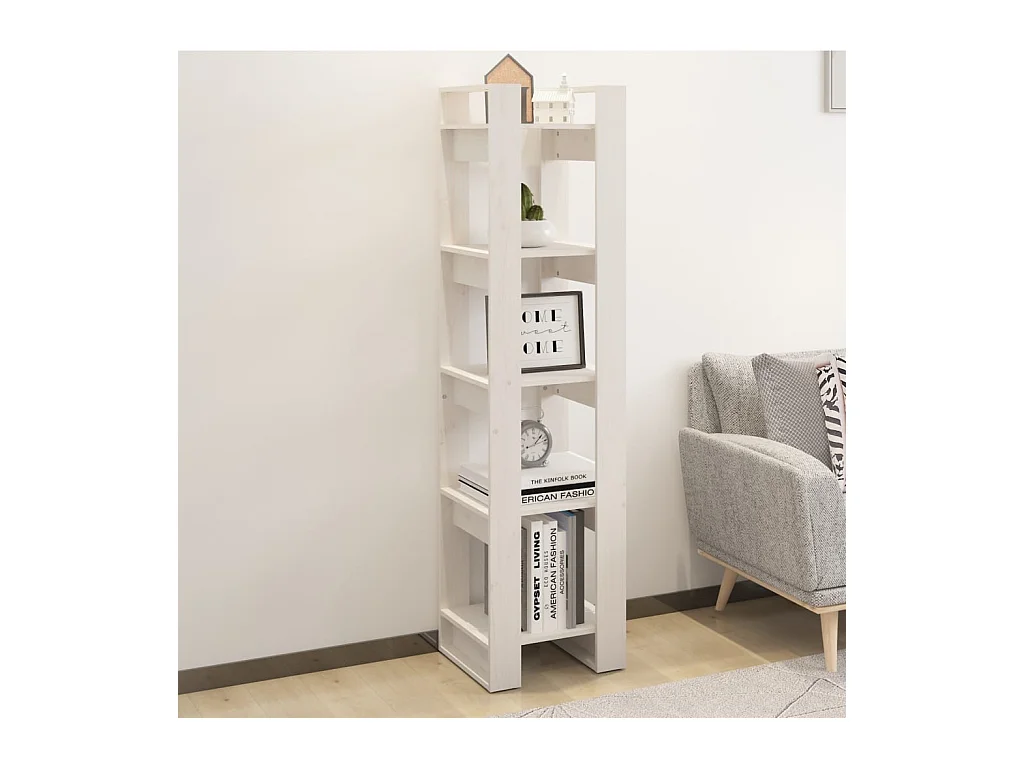 Libreria | Scaffale | Mobile di stoccaggio Divisorio Bianco 41x35x160cm in Legno Massello di Pino