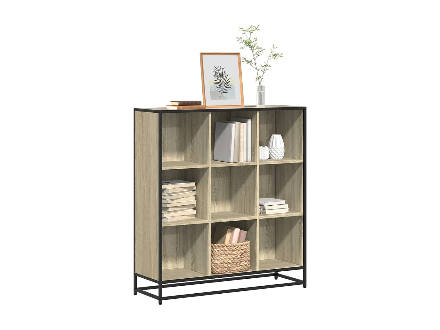 Libreria | Scaffale | Mobile di stoccaggio Rovere Sonoma 97,5x33x107,5 cm Multistrato e Metallo