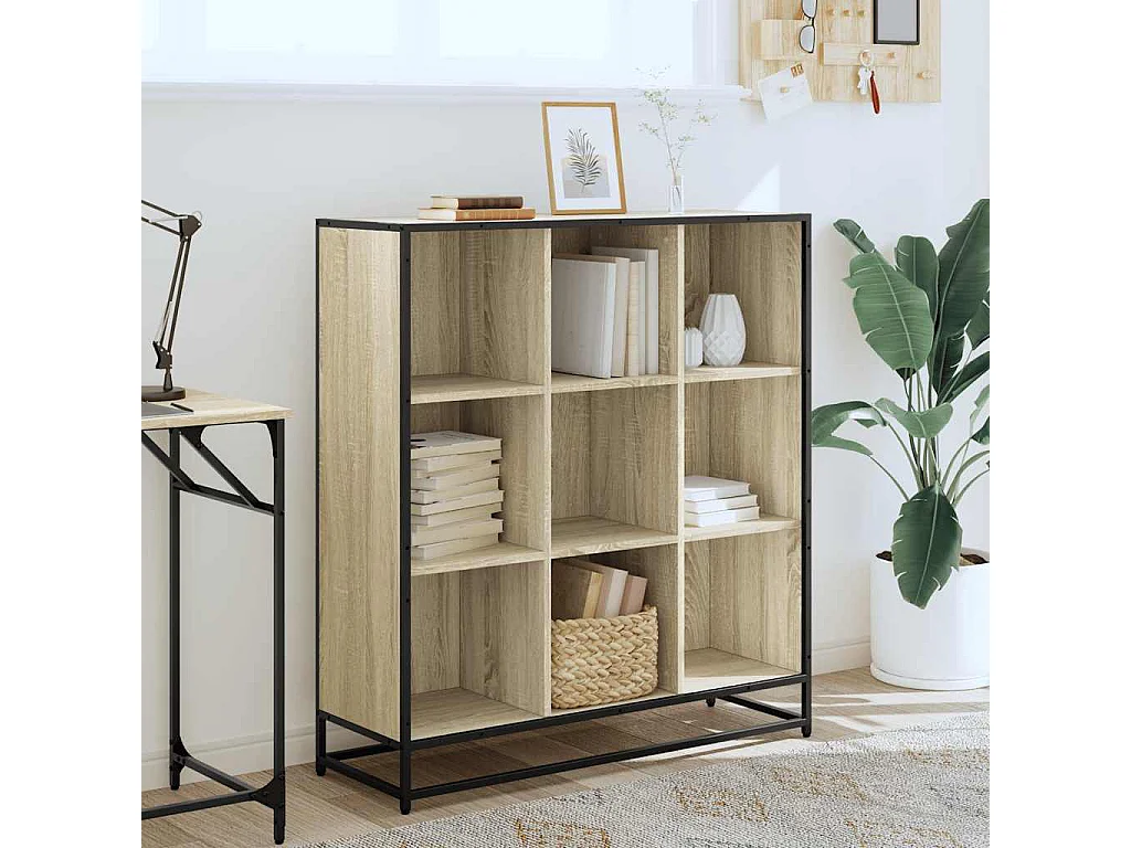 Libreria | Scaffale | Mobile di stoccaggio Rovere Sonoma 97,5x33x107,5 cm Multistrato e Metallo