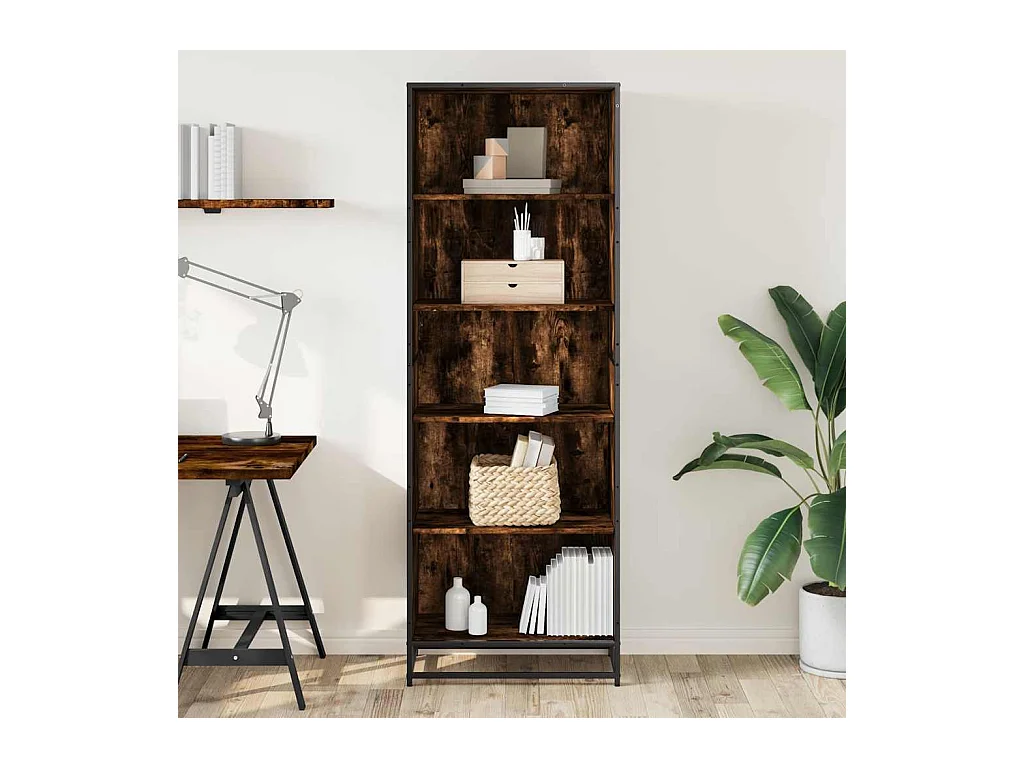 Bibliothèque | Etagère de rangement | Meuble de rangement chêne fumé 60x35x170,5 cm bois d'ingénierie