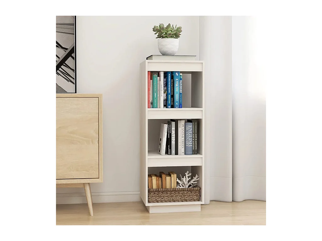 Libreria | Scaffale | Mobile di stoccaggio Divisorio Bianco 40x35x103cm in Legno Massello di Pino