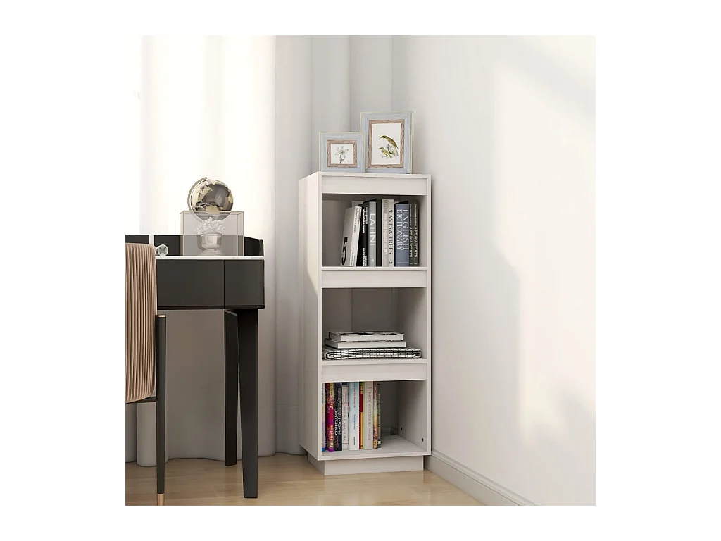 Libreria | Scaffale | Mobile di stoccaggio Divisorio Bianco 40x35x103cm in Legno Massello di Pino