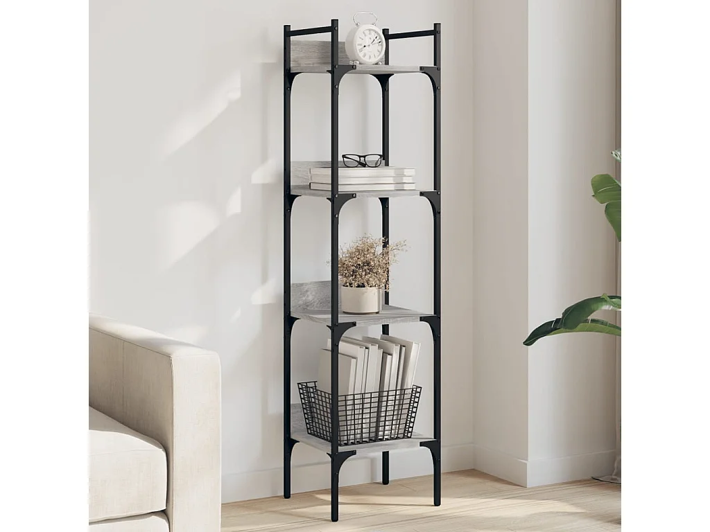 Bibliothèque | Etagère de rangement | Meuble de rangement à 4 niveaux sonoma gris 35x30x138,5 cm