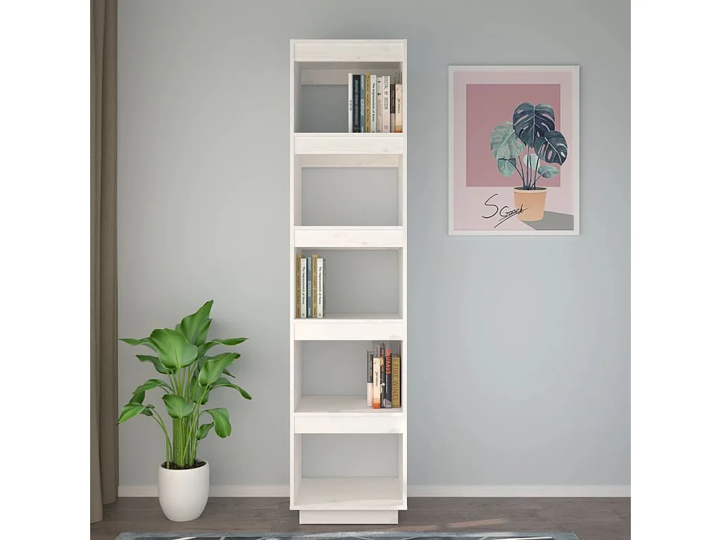 Libreria | Scaffale | Mobile di stoccaggio Divisorio Bianco 40x35x167cm in Legno Massello di Pino
