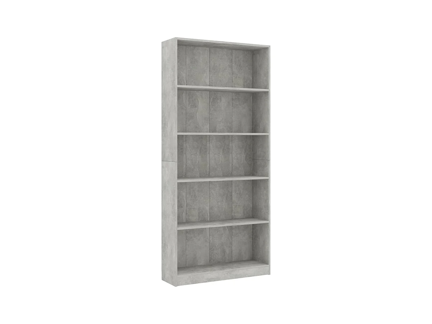 Bibliothèque | Etagère de rangement | Meuble de rangement à 5 niveaux Gris béton 80x24x175cm Bois ingénierie