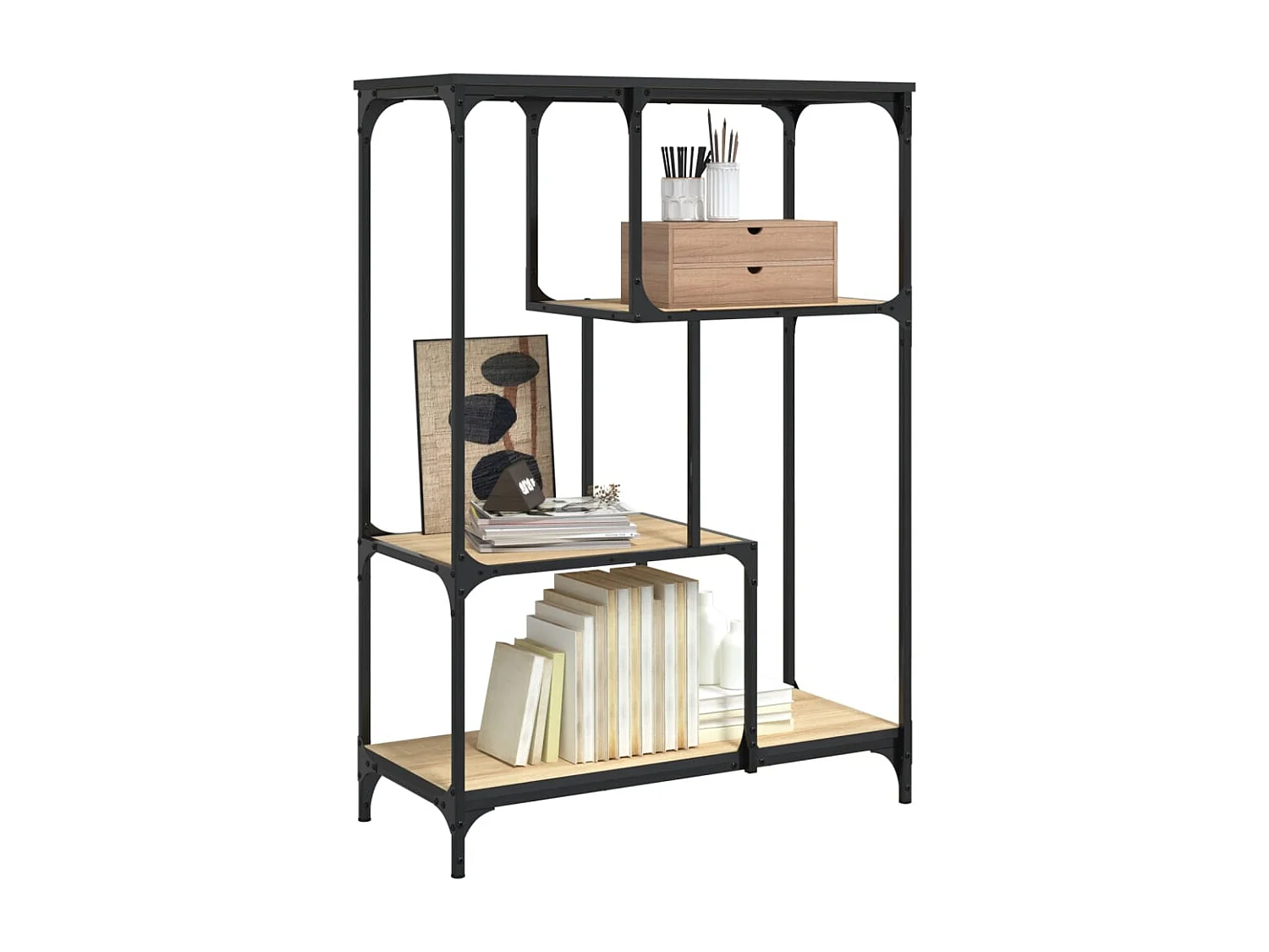 Bibliothèque | Etagère de rangement | Meuble de rangement chêne sonoma 81x36x115 cm bois ingénierie et acier