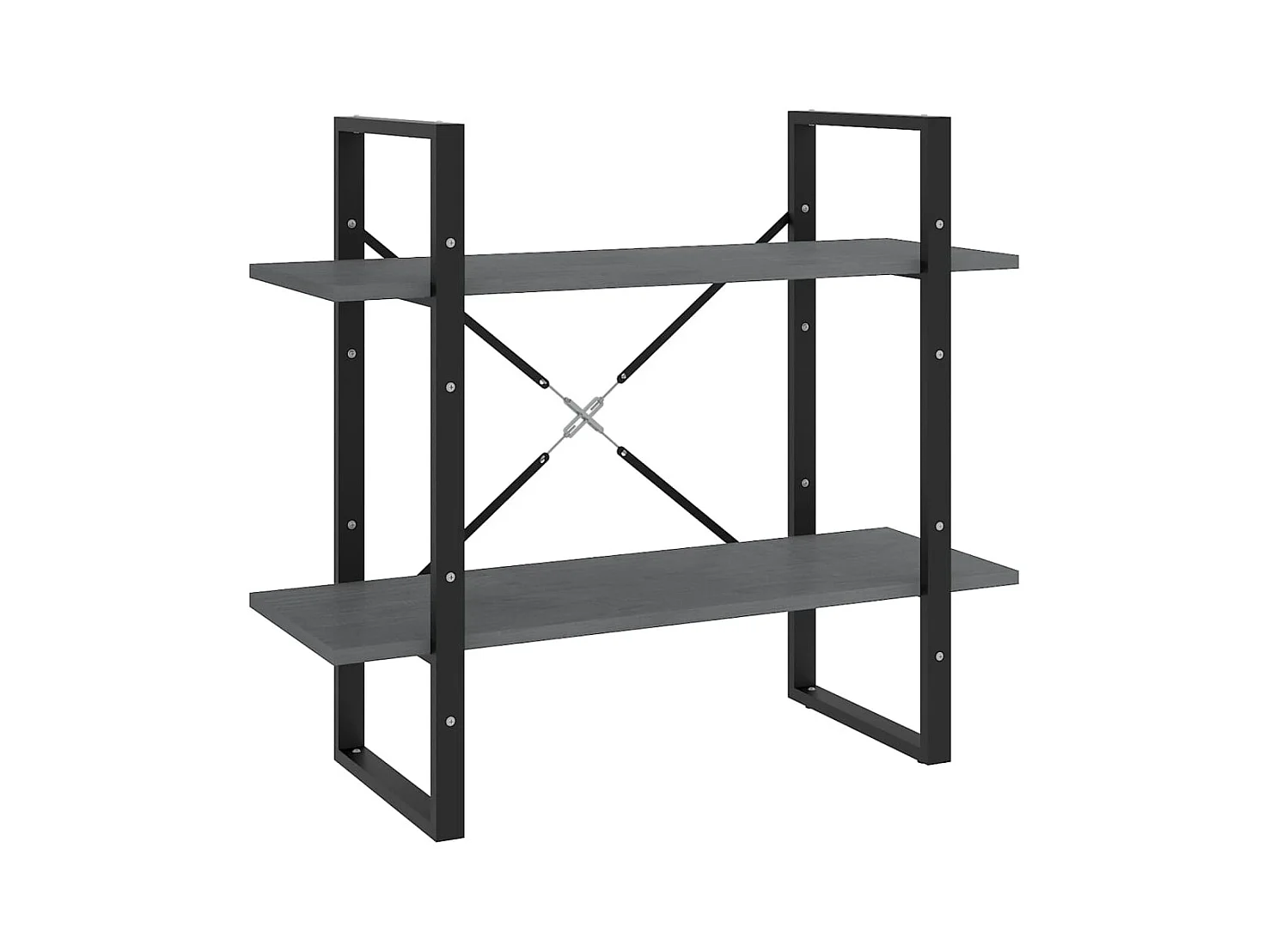 Bibliothèque | Etagère de rangement | Meuble de rangement à 2 niveaux Gris 80x30x70 cm Bois de pin massif