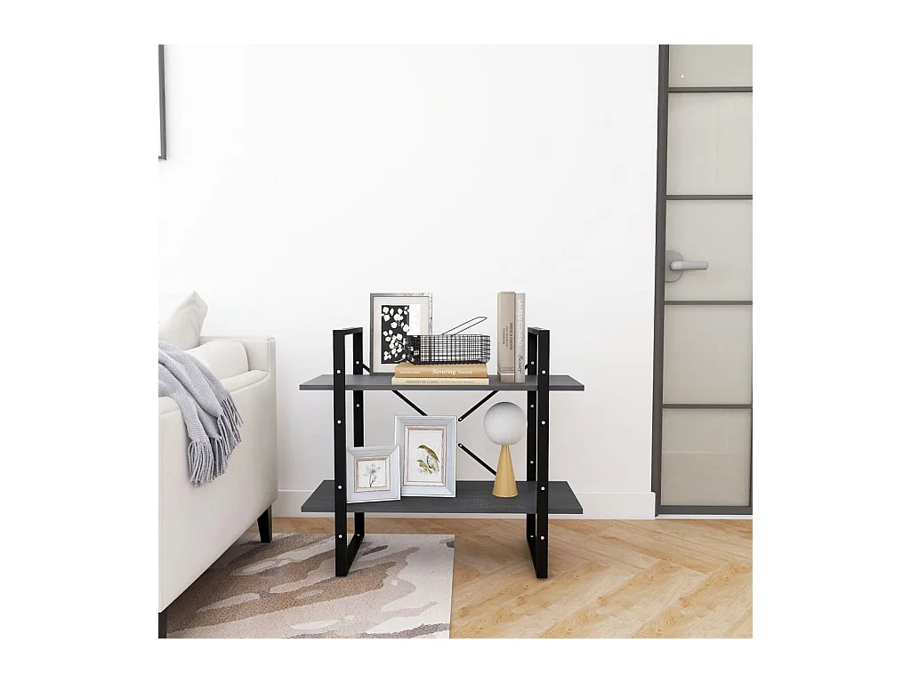 Bibliothèque | Etagère de rangement | Meuble de rangement à 2 niveaux Gris 80x30x70 cm Bois de pin massif