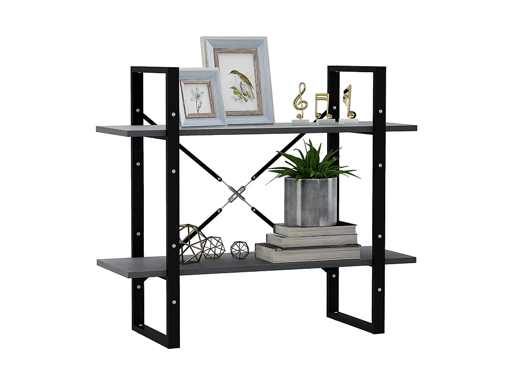 Bibliothèque | Etagère de rangement | Meuble de rangement à 2 niveaux Gris 80x30x70 cm Bois de pin massif