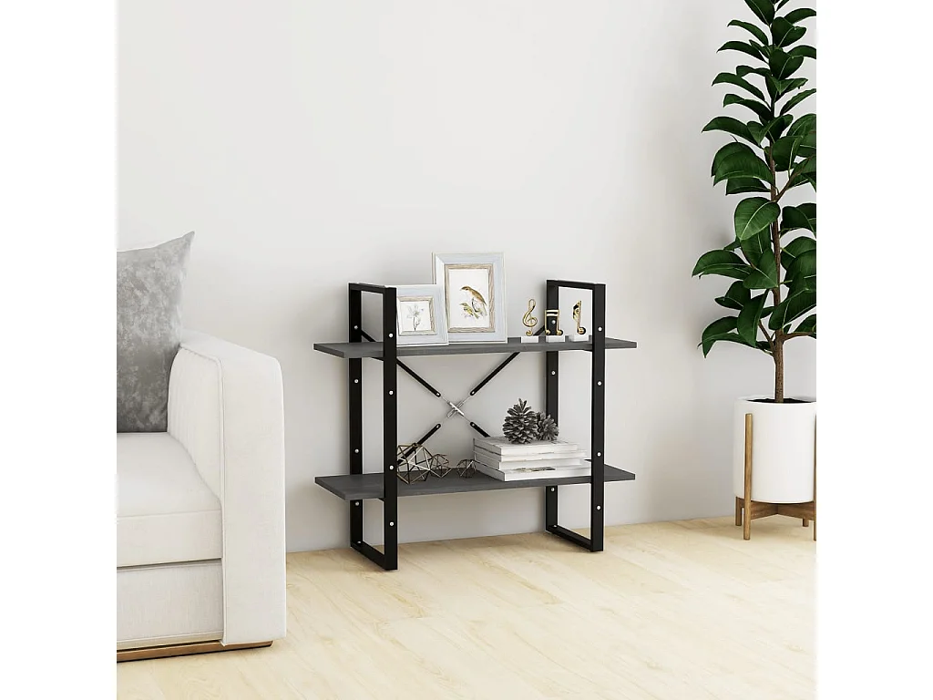 Bibliothèque | Etagère de rangement | Meuble de rangement à 2 niveaux Gris 80x30x70 cm Bois de pin massif