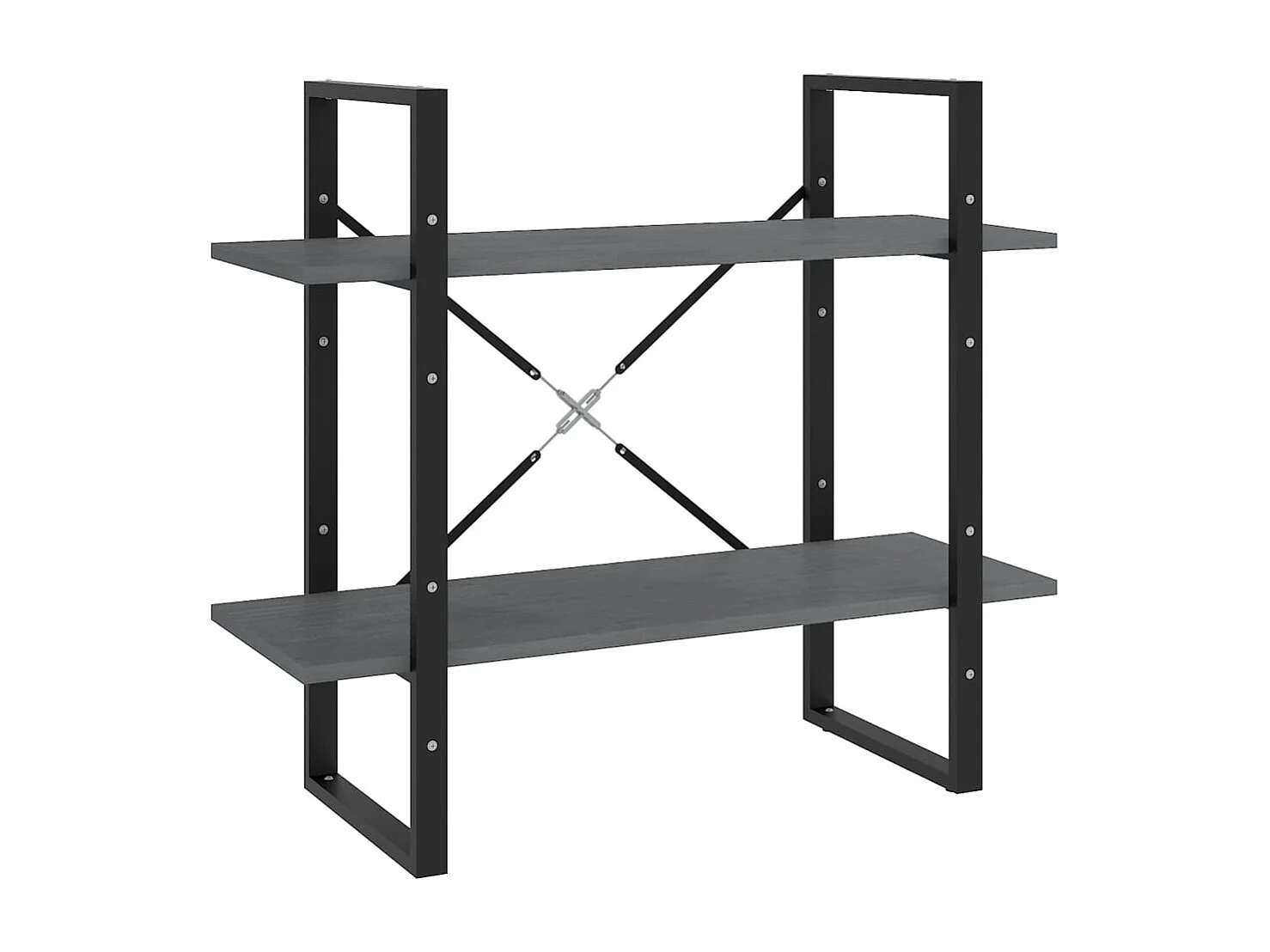 Bibliothèque | Etagère de rangement | Meuble de rangement à 2 niveaux Gris 80x30x70 cm Bois de pin massif