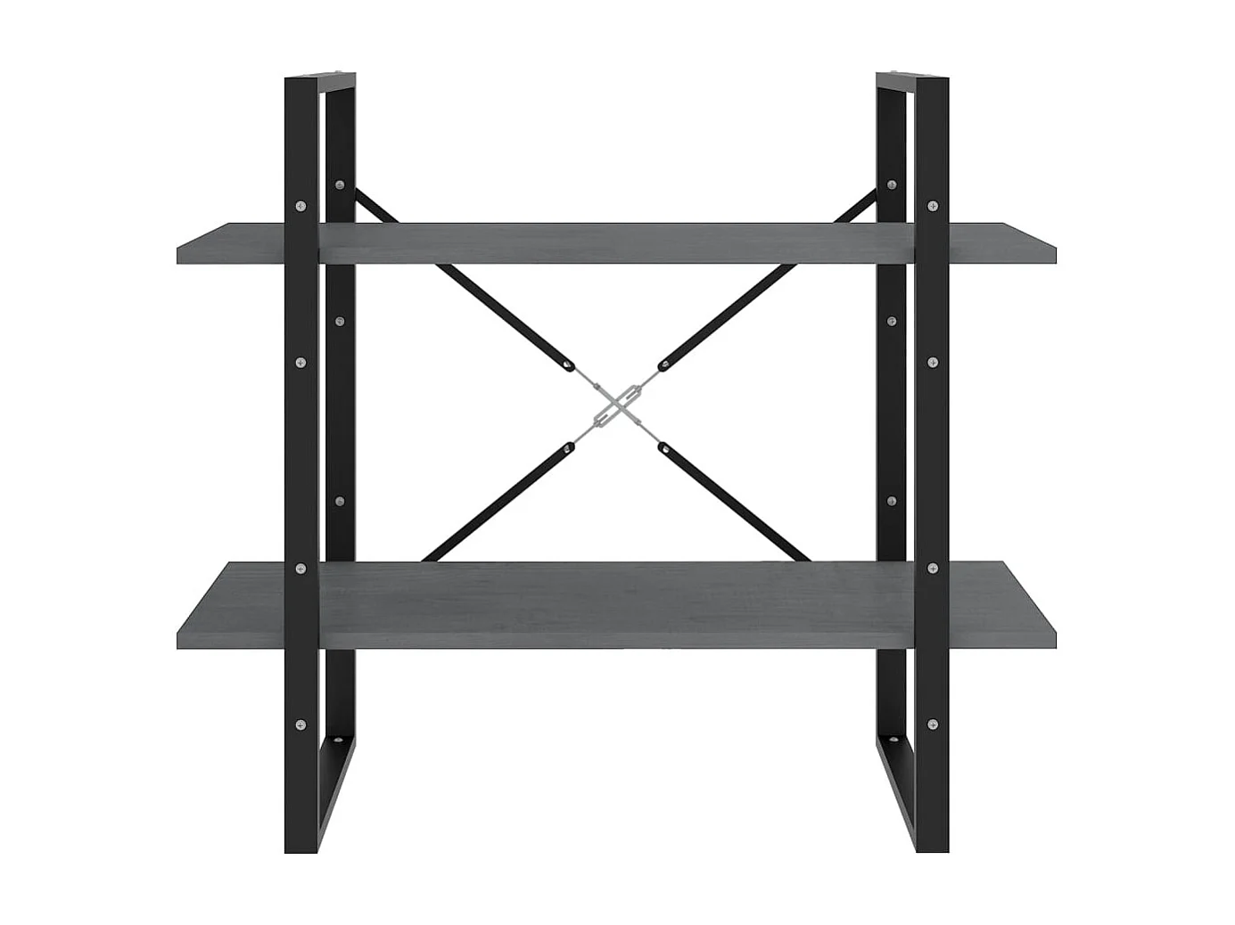 Bibliothèque | Etagère de rangement | Meuble de rangement à 2 niveaux Gris 80x30x70 cm Bois de pin massif