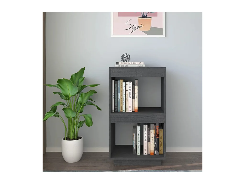 Bibliothèque | Etagère de rangement | Meuble de rangement Gris 40x35x71 cm Bois de pin massif