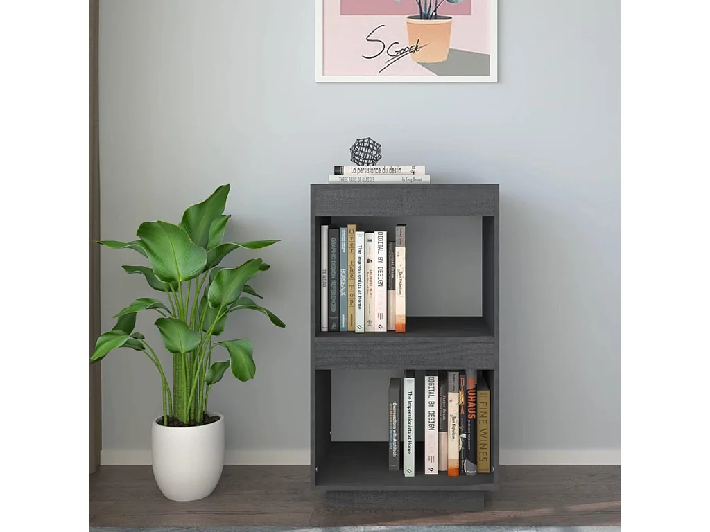 Bibliothèque | Etagère de rangement | Meuble de rangement Gris 40x35x71 cm Bois de pin massif