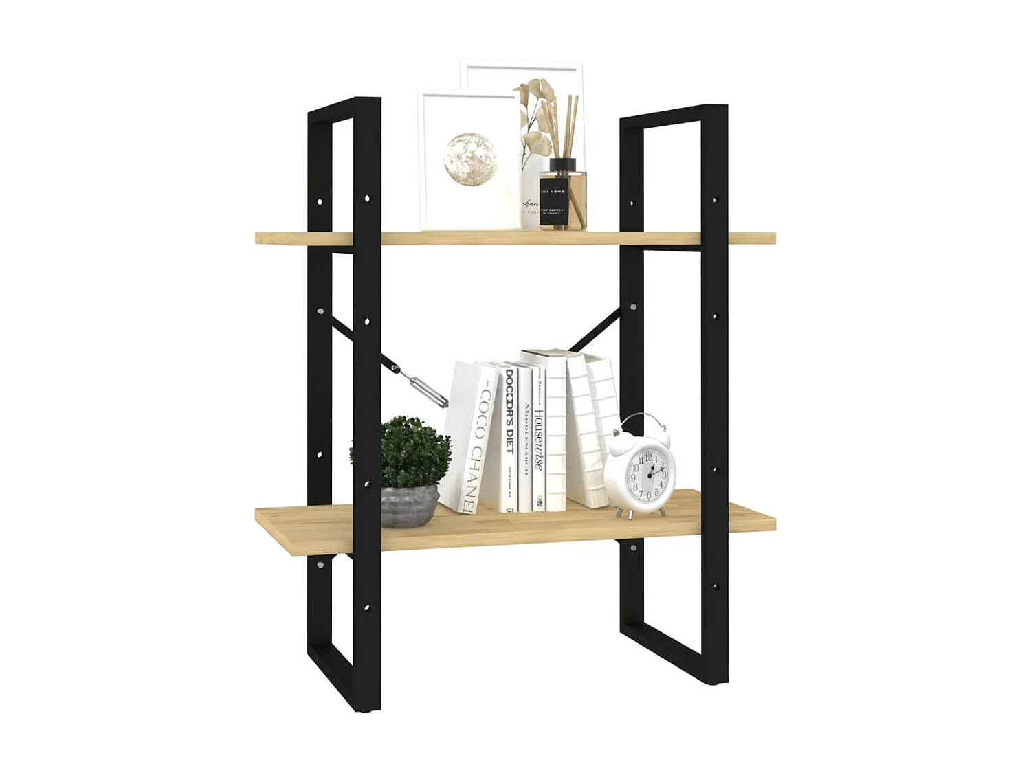 Libreria | Scaffale | Mobile di stoccaggio a 2 Ripiani 60x30x70 cm in Legno Massello di Pino