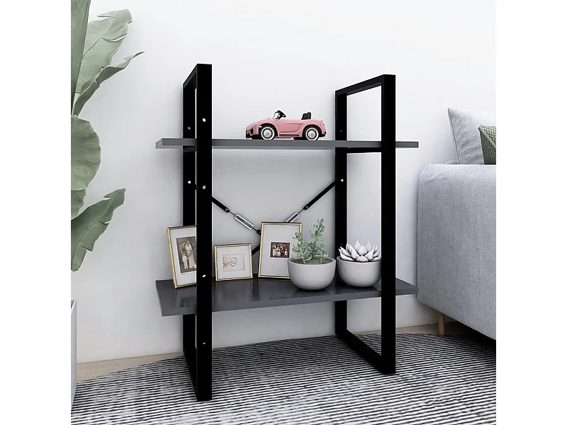 Bibliothèque | Etagère de rangement | Meuble de rangement à 2 niveaux Gris 60x30x70 cm bois d'ingénierie