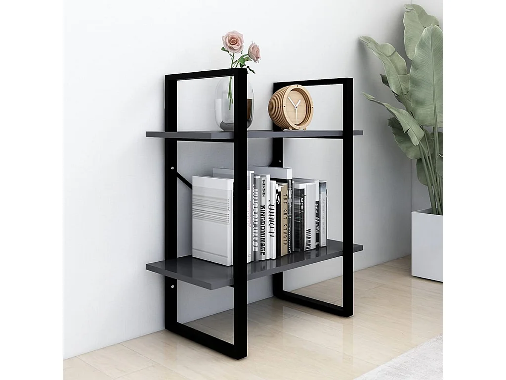 Libreria | Scaffale | Mobile di stoccaggio a 2 Ripiani Grigia 60x30x70 cm in Legno Multistrato