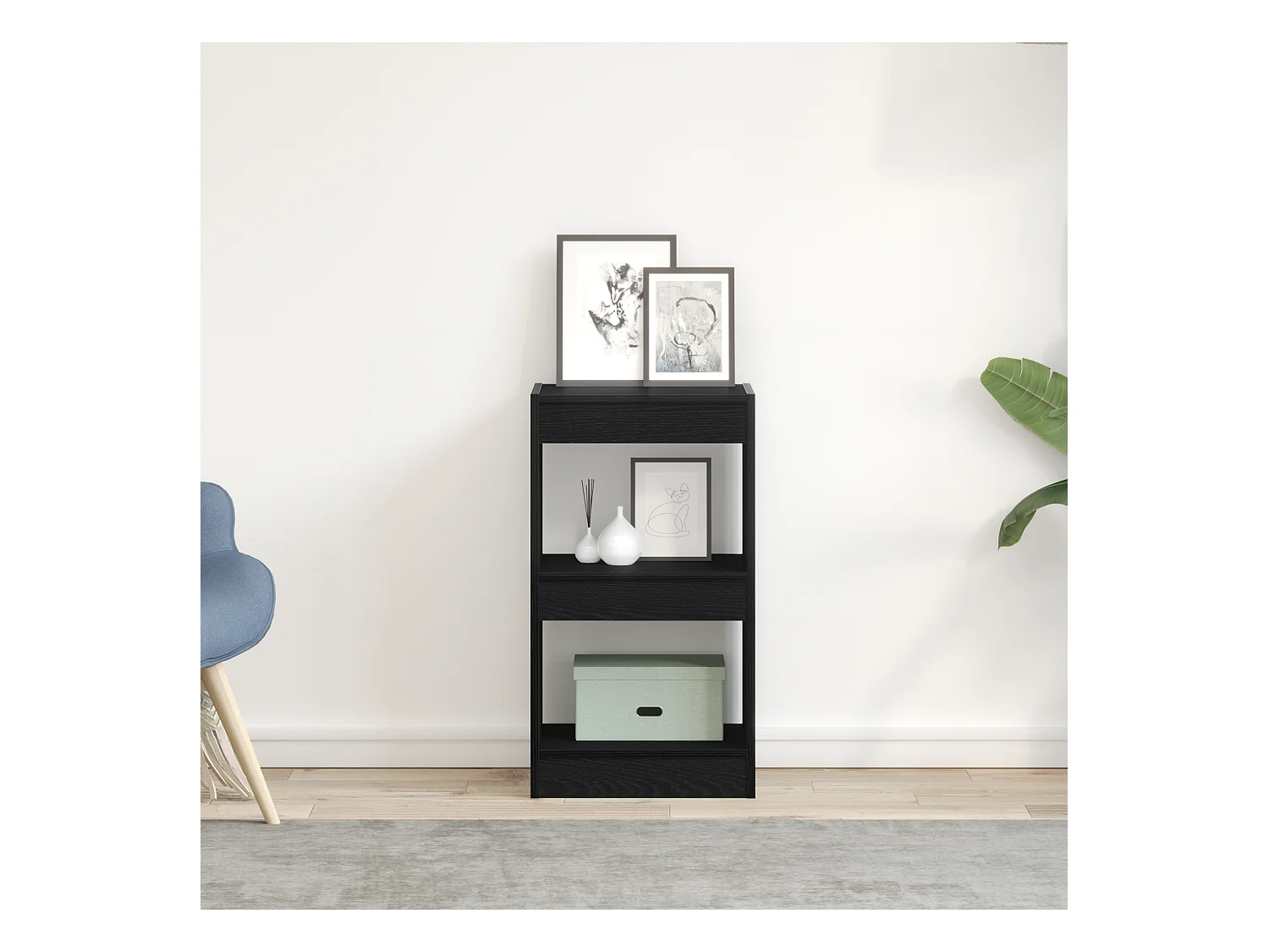 Mobile Libreria | Scaffale | Mobile di stoccaggio Divisore per Stanza Nero Rovere 40x30x71,5 cm