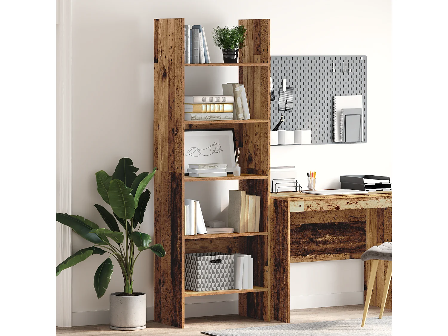 Armadio per Libri | Scaffale | Mobile di stoccaggio Legno vecchio 60 x 35 x 180 cm