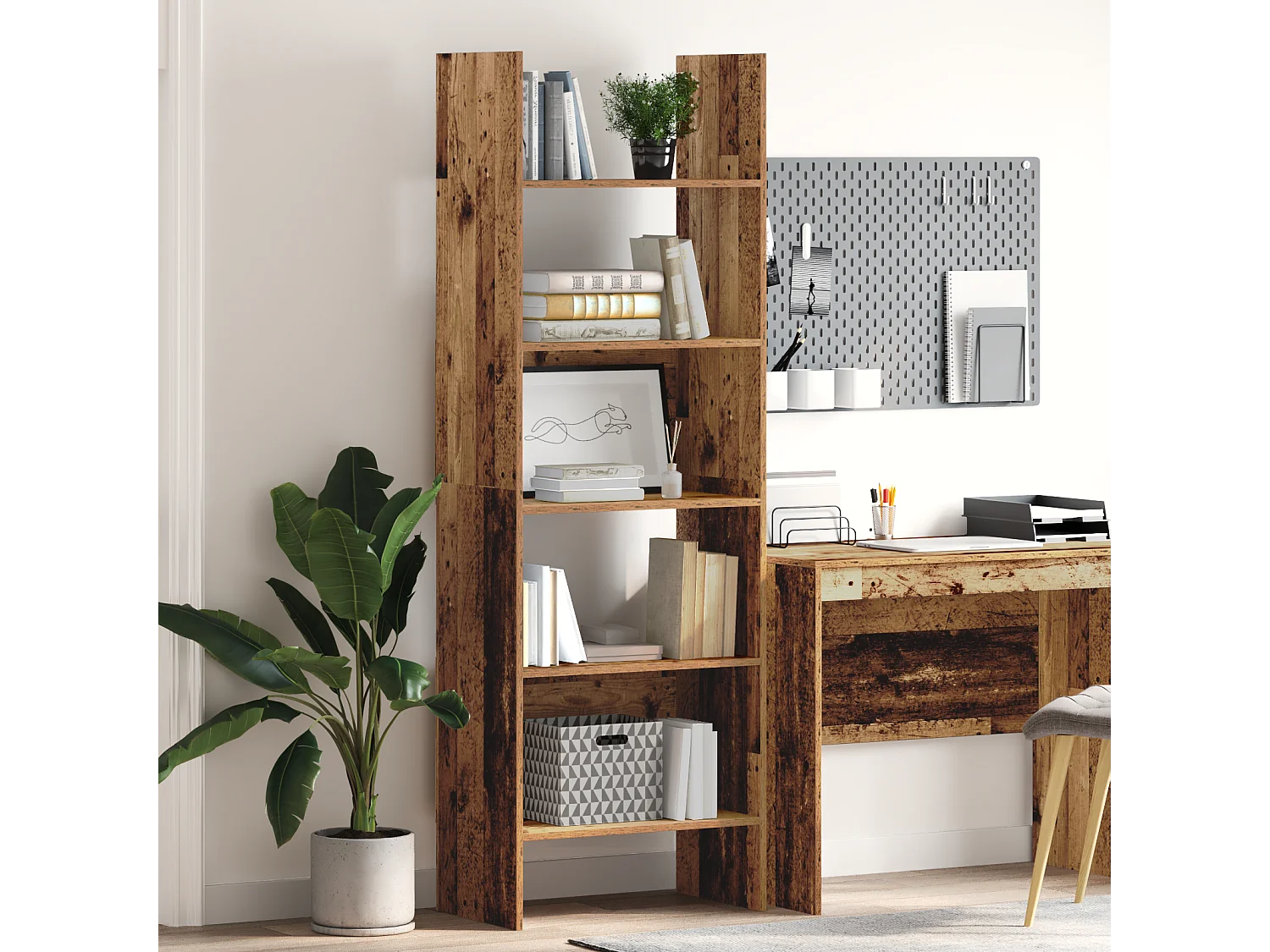 Bibliothèque | Etagère de rangement | Meuble de rangement Bois ancien 60 x 35 x 180 cm Bois d'ingénierie