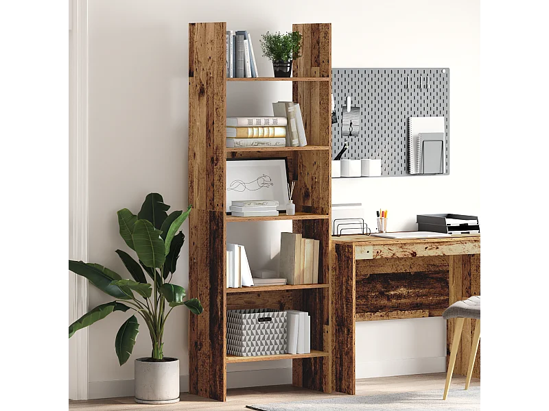 Bibliothèque | Etagère de rangement | Meuble de rangement Bois ancien 60 x 35 x 180 cm Bois d'ingénierie