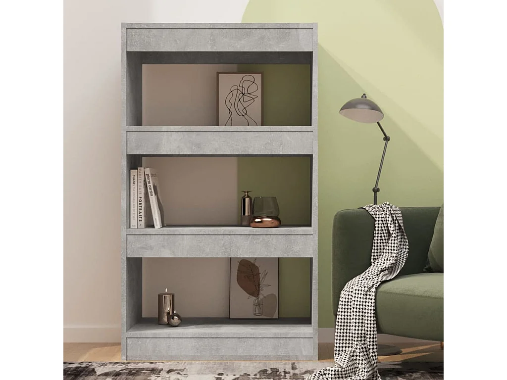 Bibliothèque | Etagère de rangement | Meuble de rangement gris béton bois d'ingénierie