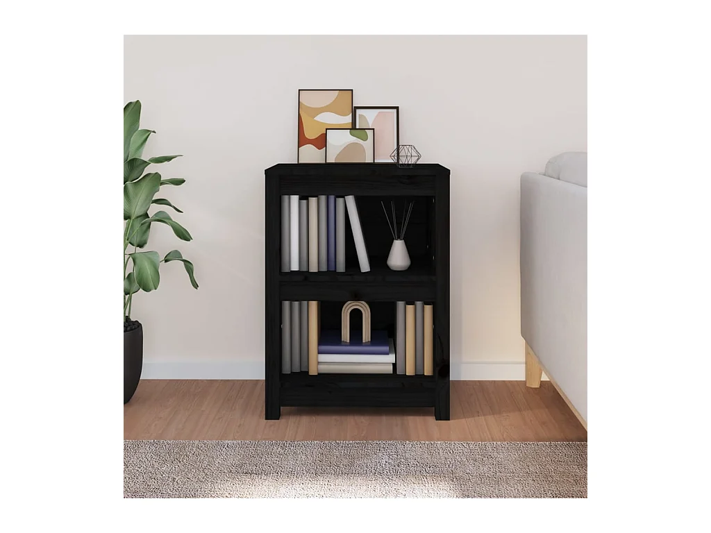 Bibliothèque | Etagère de rangement | Meuble de rangement Noir 50x35x68 cm Bois de pin massif