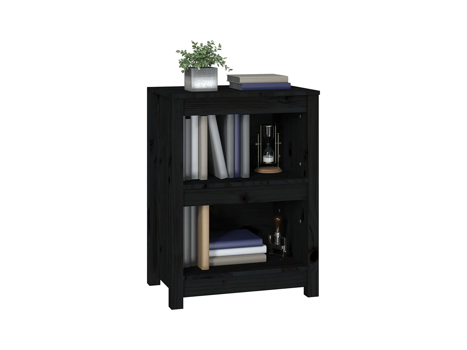 Bibliothèque | Etagère de rangement | Meuble de rangement Noir 50x35x68 cm Bois de pin massif