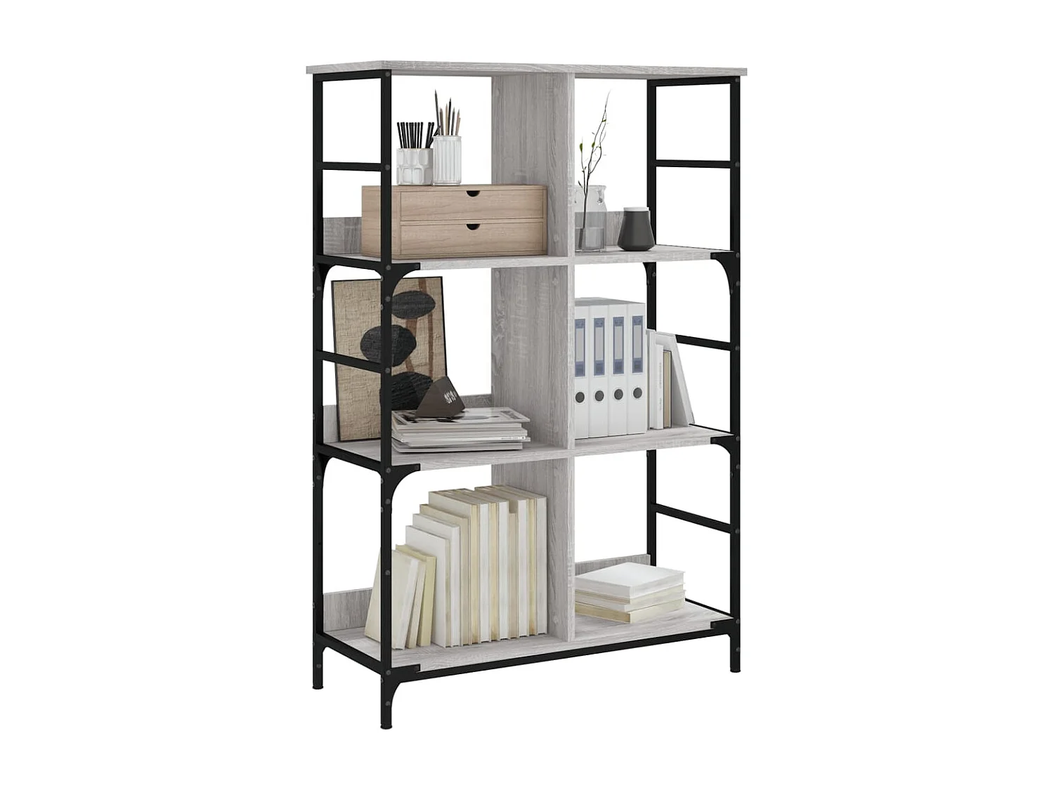 Bibliothèque | Etagère de rangement | Meuble de rangement sonoma gris 78,5x33x117,5 cm bois d'ingénierie