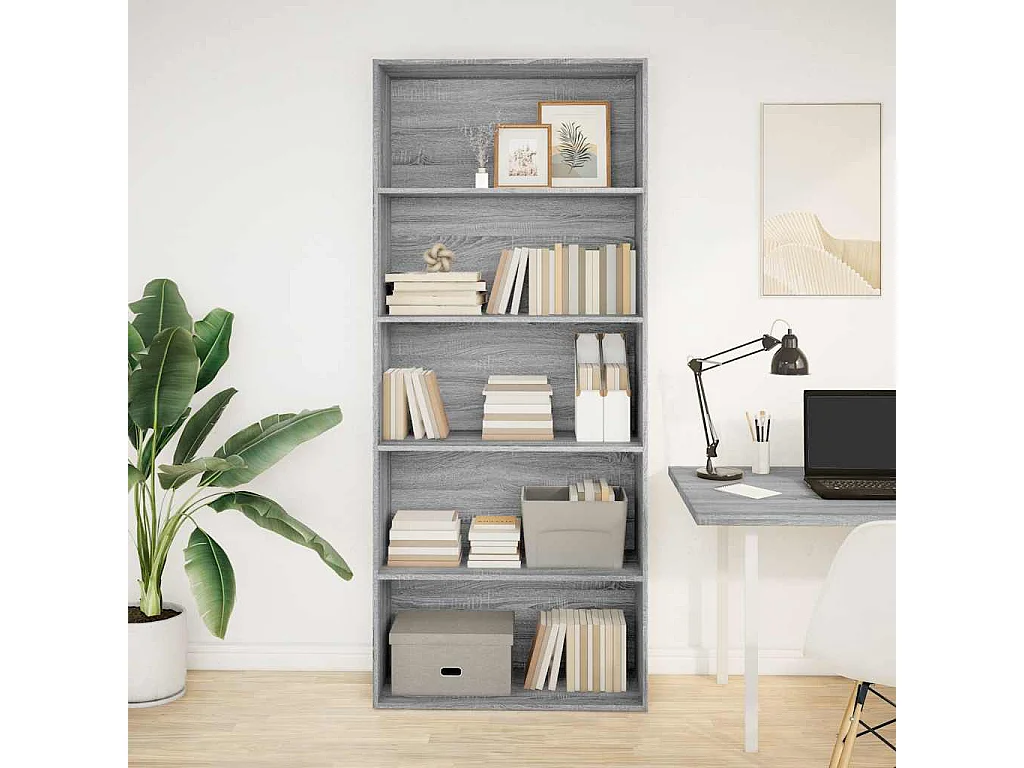 Libreria | Scaffale | Mobile di stoccaggio Grigio Sonoma 80x30x189 cm in Legno Multistrato