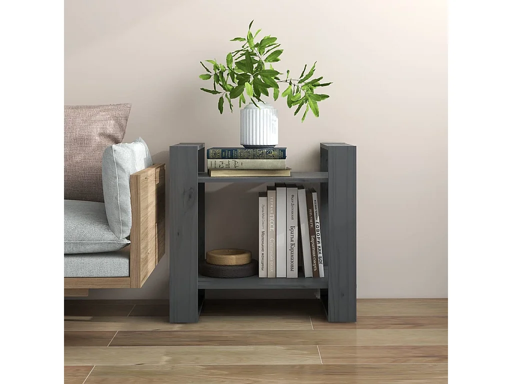 Bibliothèque | Etagère de rangement | Meuble de rangement Gris 60x35x57 cm Pin massif