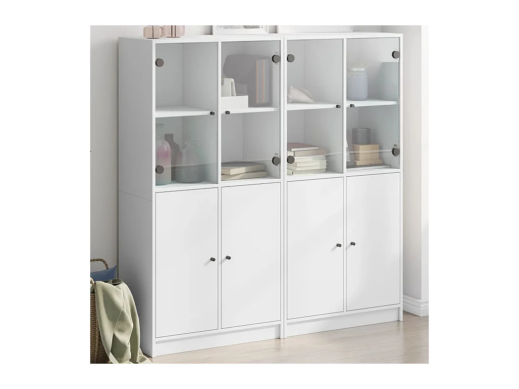 Libreria | Scaffale | Mobile di stoccaggio con Ante Bianca 136x37x142 cm in Legno Multistrato