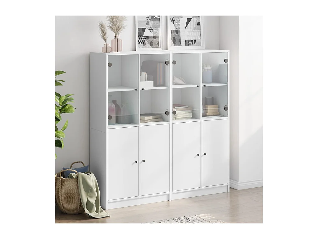 Libreria | Scaffale | Mobile di stoccaggio con Ante Bianca 136x37x142 cm in Legno Multistrato