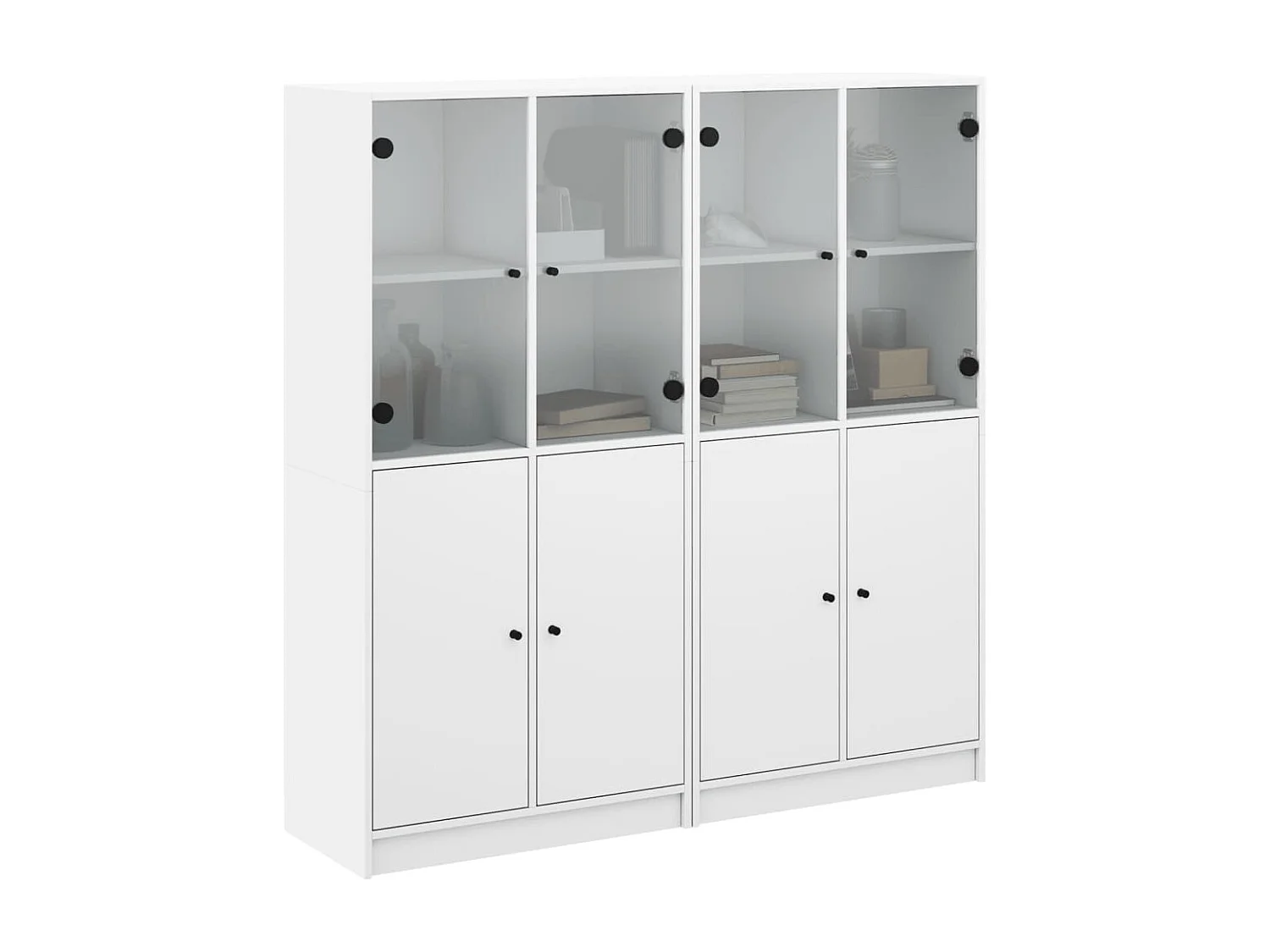Bibliothèque | Etagère de rangement | Meuble de rangement avec portes blanc 136x37x142 cm bois d'ingénierie