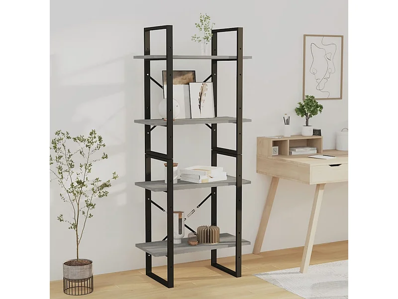 Libreria | Scaffale | Mobile di stoccaggio 4 Ripiani Grigio Sonoma 60x30x140 cm Legno Multistrato