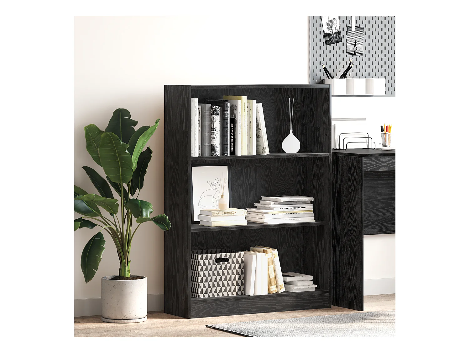 Bibliothèque | Etagère de rangement | Meuble de rangement Chêne noir 80 x 24 x 109 cm Panneau de particules