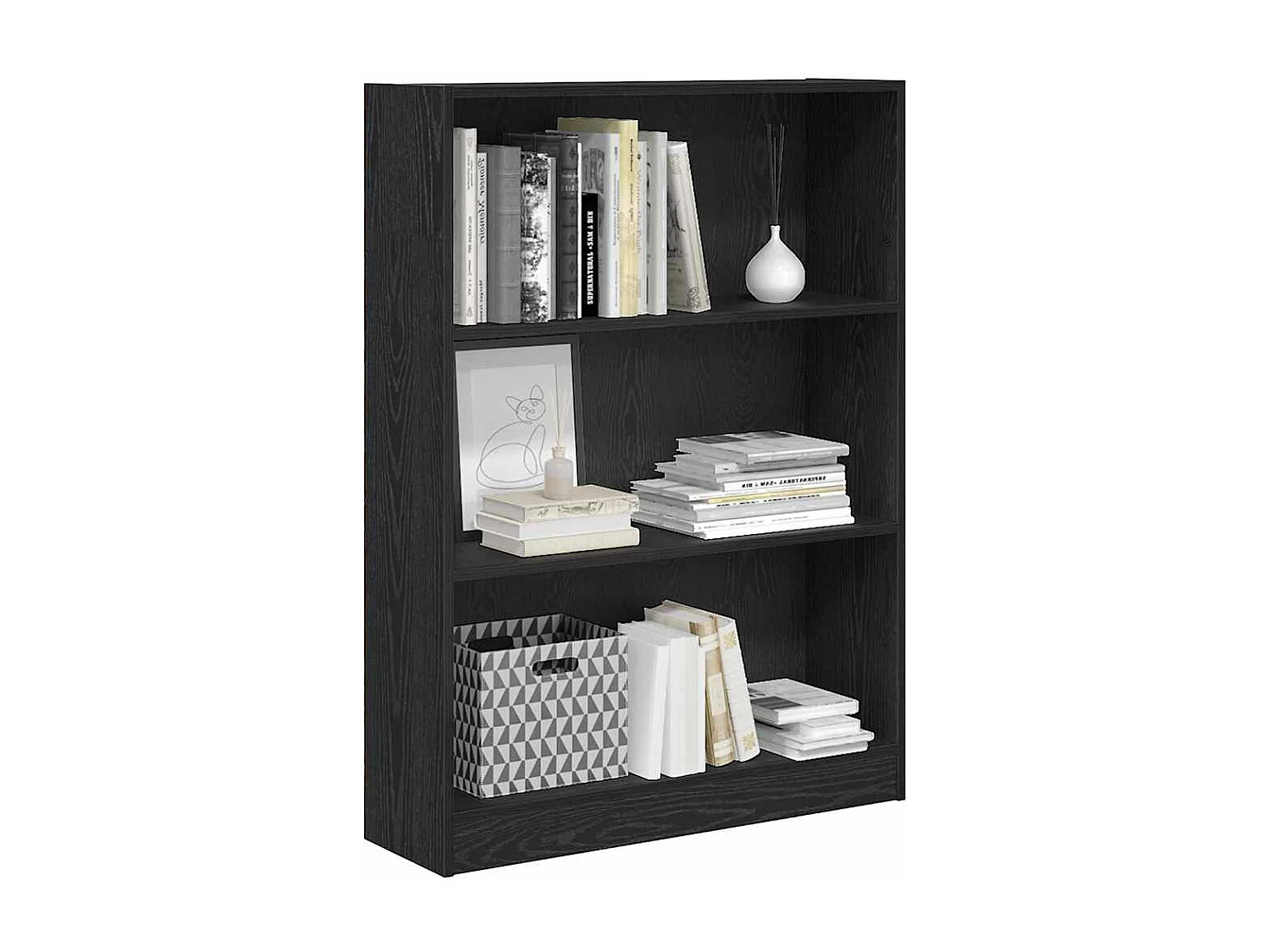 Bibliothèque | Etagère de rangement | Meuble de rangement Chêne noir 80 x 24 x 109 cm Panneau de particules